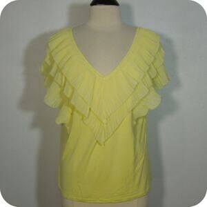 MARC NEW YORK Andrew Marc Womens XL Lemon Meringue Top Pleated Ruffle